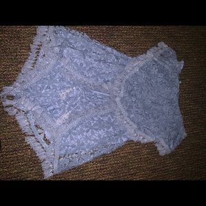 Light blue strapless romper